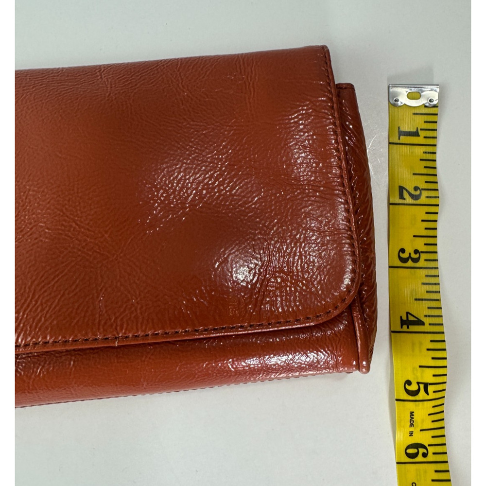Hobo International Apricot Patent Leather Clutch Bag Small Rectangle Fold over - Picture 6 of 12